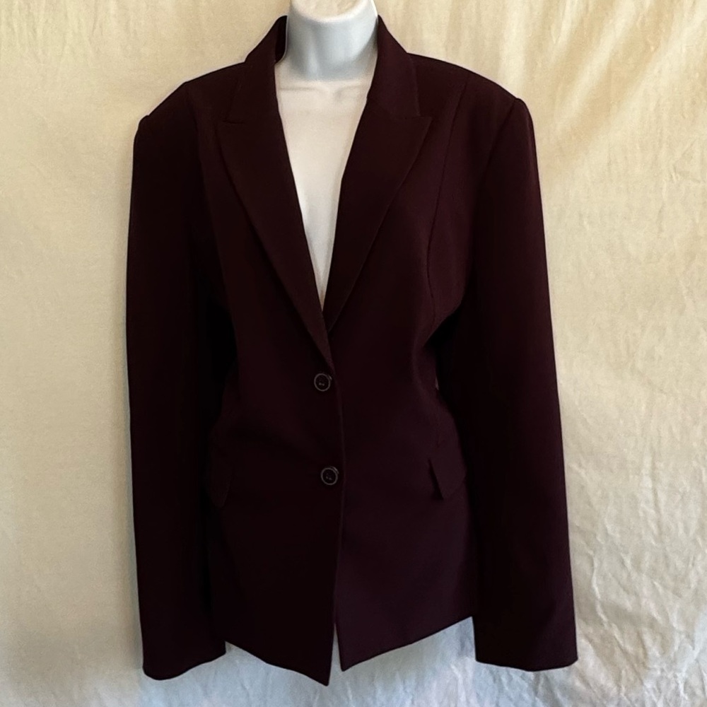 B-45 Apostrophe PLUS SIZE 16 Burgundy Lined Long Sleeve Blazer Suit Jacket